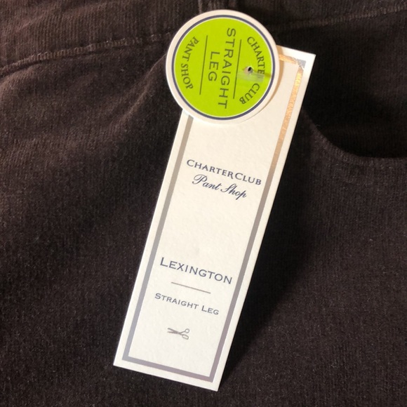 CHARTER CLUB Size 14 Short Corduroy Tummy Slim Panel Chocolate Brown Stretch NEW - Picture 7 of 16